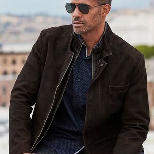 Overland “Steven” Suede Leather Jacket – Men’s M – Goat Suede & Lambskin Trim